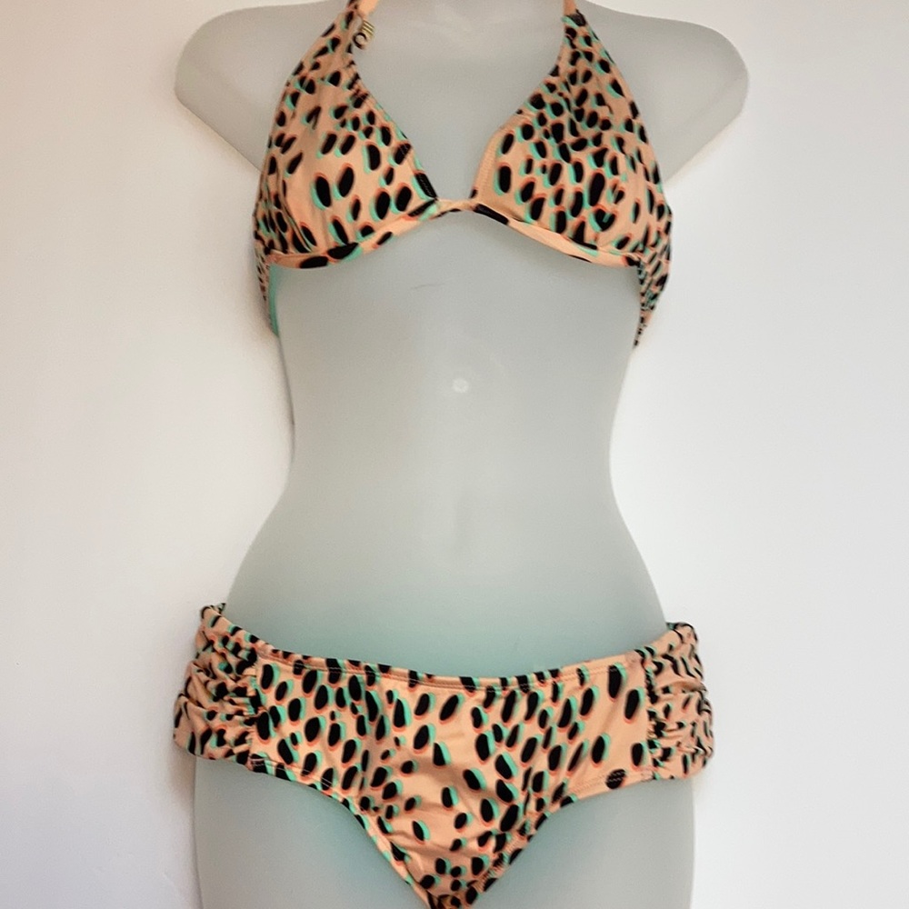 🌞NWT Bar III peachw/leopard print triangle top set A-69
